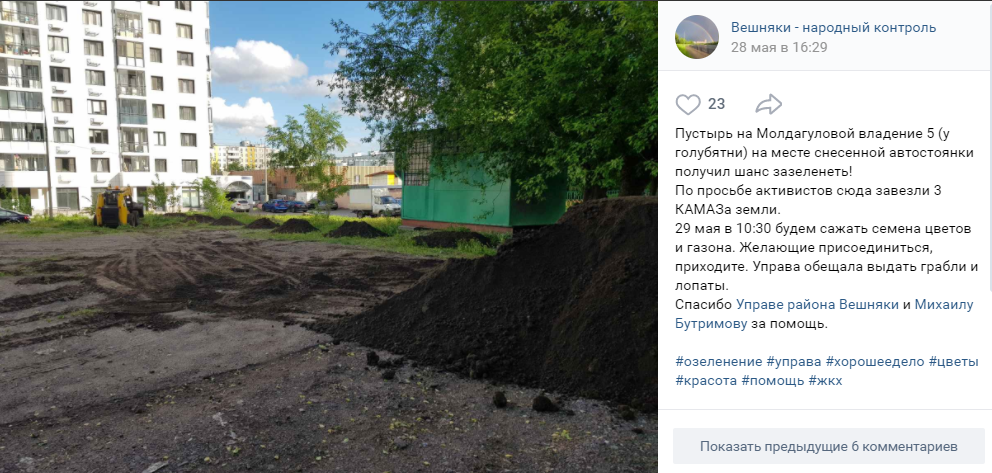 Жители засеяли пустырь на Молдагуловой семенами травы и цветов